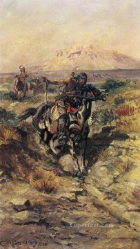 Indios americanos Painting - El grupo de exploración 1898 Charles Marion Russell Indios Americanos